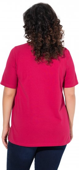 Ulla Popken Essential Round Neck Stretch Tee Dark Raspberry - Тениски - 