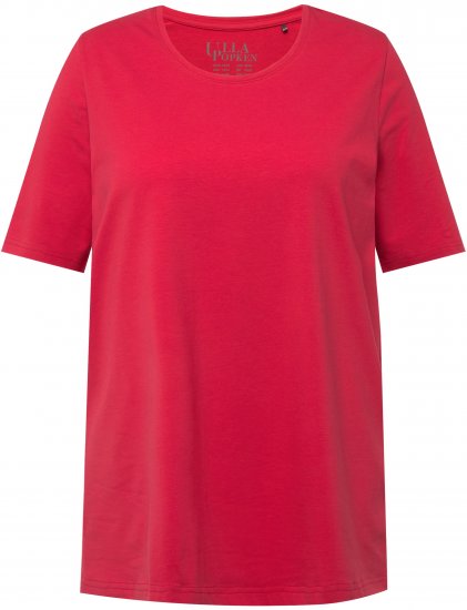 Ulla Popken Essential Round Neck Stretch Tee Dark Pink - Тениски - 