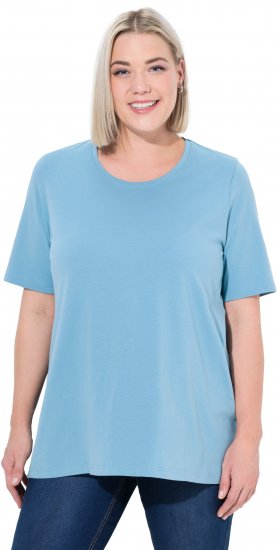 Ulla Popken Essential Round Neck Stretch Tee Light Teal - Тениски - 