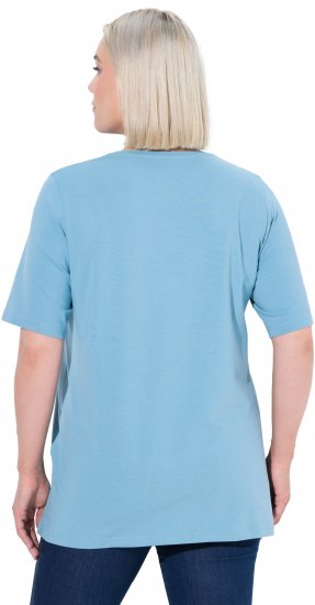 Ulla Popken Essential Round Neck Stretch Tee Light Teal - Тениски - 