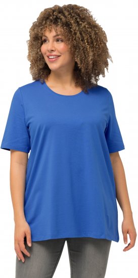 Ulla Popken Essential Round Neck Stretch Tee Denim Blue - Тениски - 