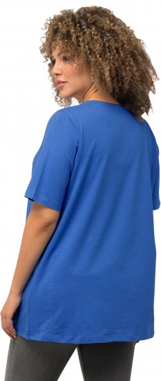 Ulla Popken Essential Round Neck Stretch Tee Denim Blue - Тениски - 