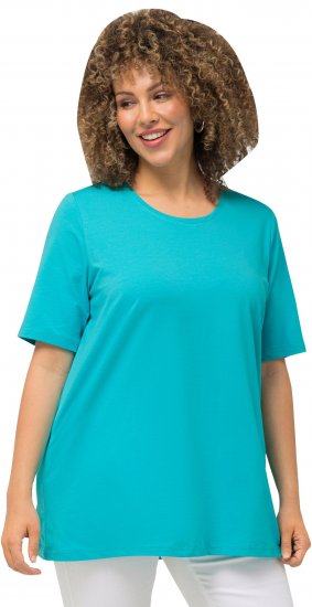 Ulla Popken Essential Round Neck Stretch Tee Deep Aqua - Тениски - 