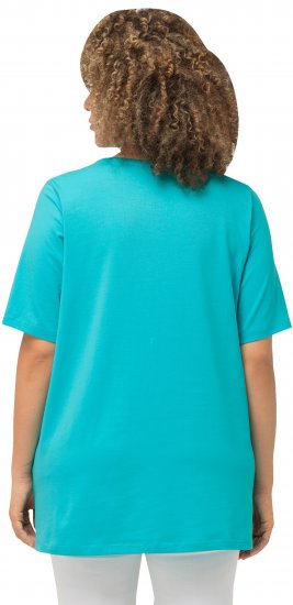 Ulla Popken Essential Round Neck Stretch Tee Deep Aqua - Тениски - 