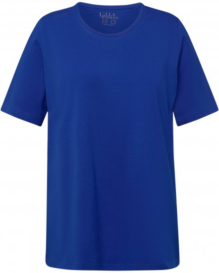 Ulla Popken Essential Round Neck Stretch Tee Cobalt Blue - Тениски - 