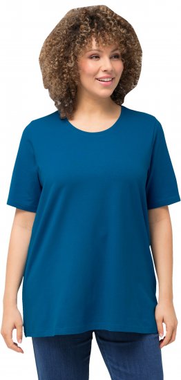 Ulla Popken Essential Round Neck Stretch Tee Medium Blue - Тениски - 