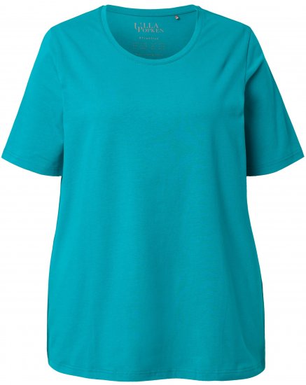 Ulla Popken Essential Round Neck Stretch Tee Teal - Тениски - 