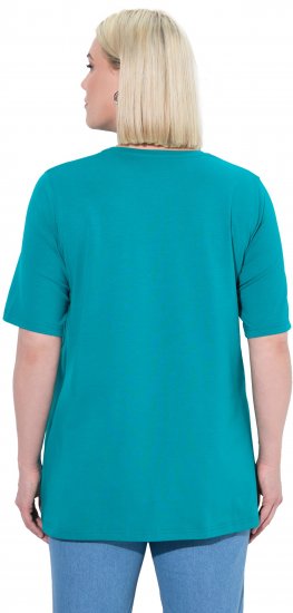 Ulla Popken Essential Round Neck Stretch Tee Teal - Тениски - 