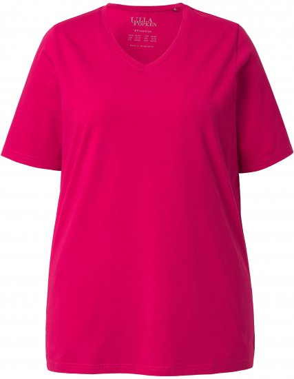 Ulla Popken Essential V-Neck Stretch Tee Dark Raspberry - Тениски - 