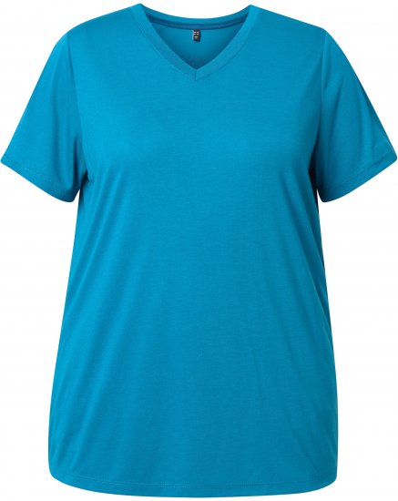 Ulla Popken Functional Antibacterial Finish V-Neck Short Sleeve Knit Top Opal Green - Тениски - 
