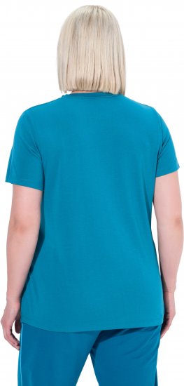Ulla Popken Functional Antibacterial Finish V-Neck Short Sleeve Knit Top Opal Green - Тениски - 