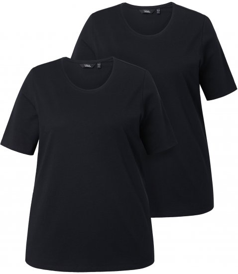 Ulla Popken Scoop Neck Short Sleeve Tee Black - Тениски - 
