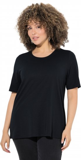 Ulla Popken Scoop Neck Short Sleeve Tee Black - Тениски - 