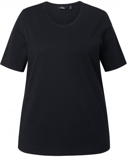 Ulla Popken Scoop Neck Short Sleeve Tee Black - Тениски - 