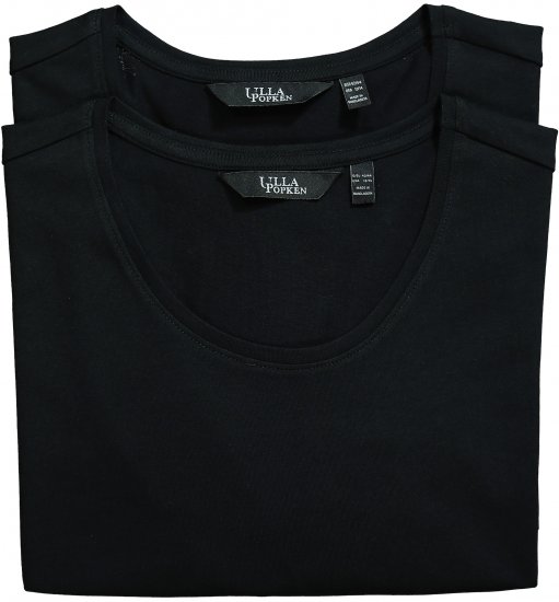 Ulla Popken Scoop Neck Short Sleeve Tee Black - Тениски - 