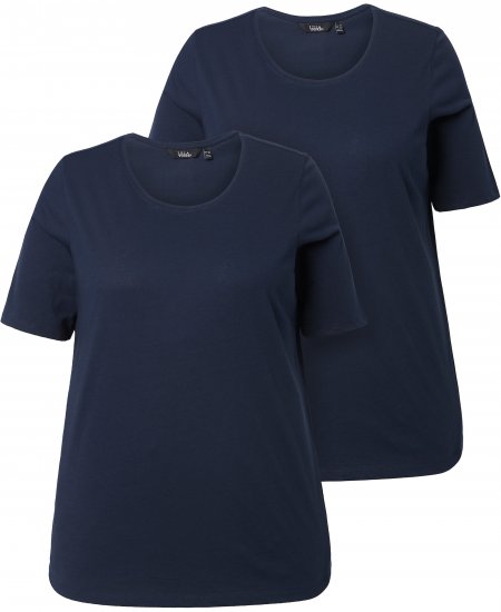 Ulla Popken Scoop Neck Short Sleeve Tee Navy - Тениски - 