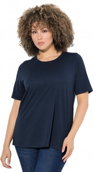 Ulla Popken Scoop Neck Short Sleeve Tee Navy - Тениски - 