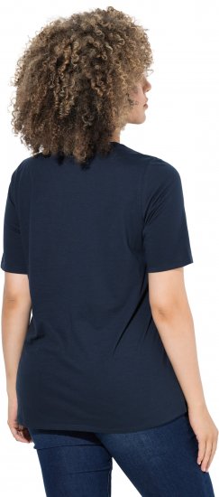 Ulla Popken Scoop Neck Short Sleeve Tee Navy - Тениски - 