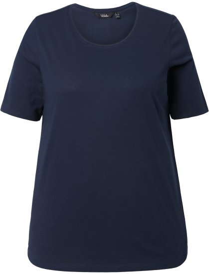 Ulla Popken Scoop Neck Short Sleeve Tee Navy - Тениски - 