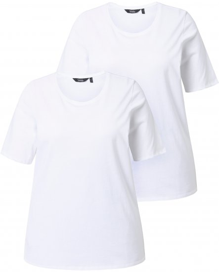 Ulla Popken Scoop Neck Short Sleeve Tee White - Тениски - 