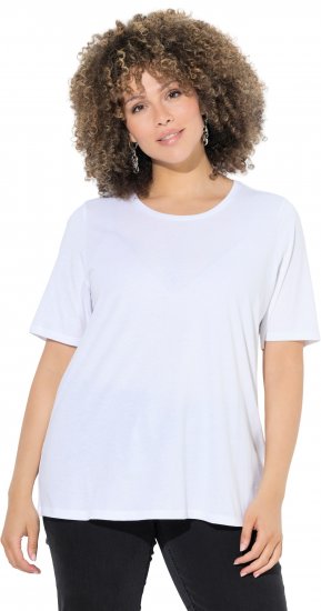 Ulla Popken Scoop Neck Short Sleeve Tee White - Тениски - 