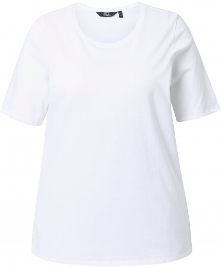 Ulla Popken Scoop Neck Short Sleeve Tee White - Тениски - 