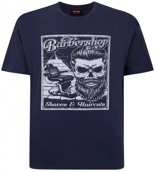 Espionage T410 Barbershop Printed T-Shirt Navy - Тениски с щампа - Тениски с щампа големи размери