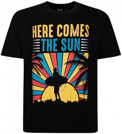Espionage T421 Here Comes The Sun Printed T-Shirt Black - Тениски с щампа - Тениски с щампа големи размери