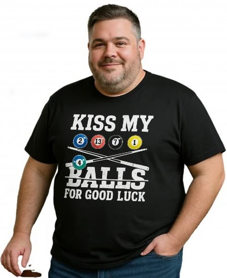 Espionage T436 Good Luck Kiss Printed T-Shirt Black - Тениски - мъжки тениски големи размери
