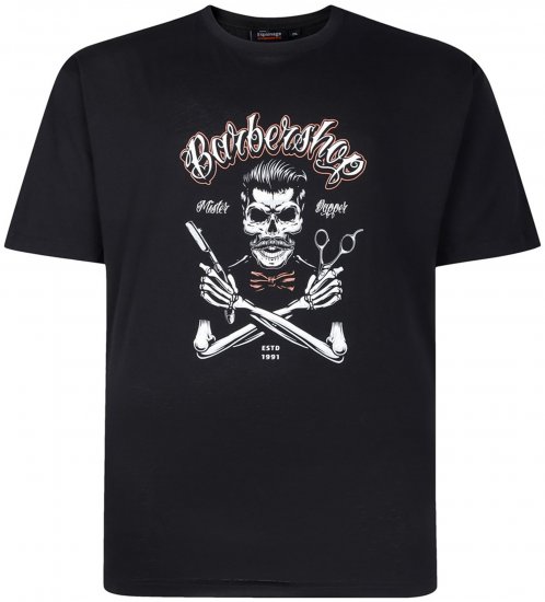 Espionage T437 Barbers Shop Printed T-Shirt Black - Тениски - мъжки тениски големи размери