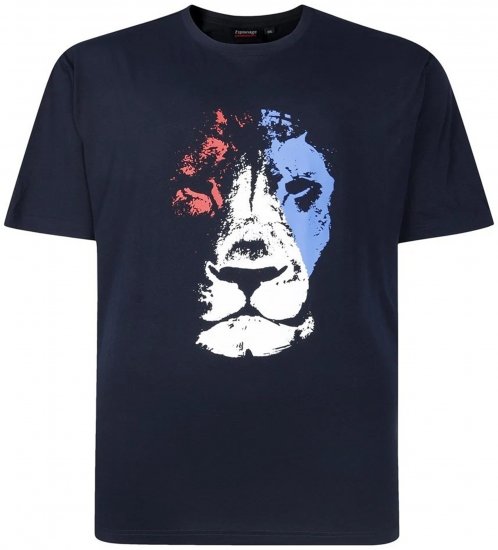 Espionage T440 Abstract Lion Printed T-Shirt Navy - Тениски с щампа - Тениски с щампа големи размери