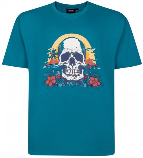Espionage T452 Skull Island Printed T-Shirt Jade - Тениски с щампа - Тениски с щампа големи размери