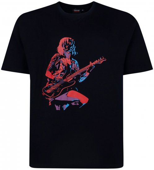 Espionage T454 Abstract Guitarist Printed T-Shirt Navy - Тениски с щампа - Тениски с щампа големи размери