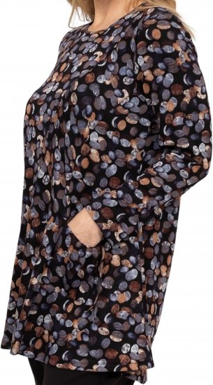 Scandinavian Caramel Flower Petals Tunic Copper and Blue - Печатни тениски за жени - 
