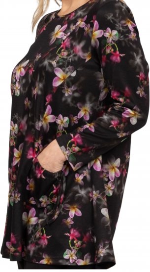 Scandinavian Caramel Flowers Tunic Red and Pink - Печатни тениски за жени - 