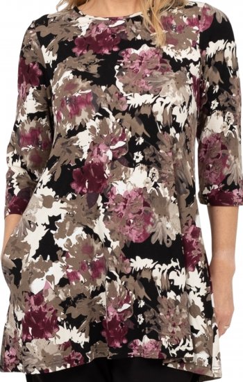 Scandinavian Caramel Flower Petals Tunic Brown - Печатни тениски за жени - 