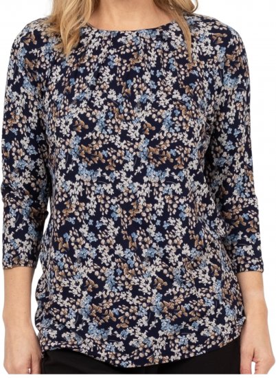 Scandinavian Caramel Tiny Flower Petals Blouse Light Blue - Печатни тениски за жени - 