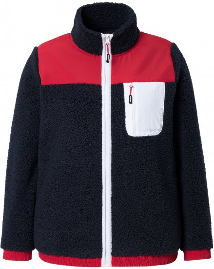 Ulla Popken Color Block Teddy Fleece Jacket Navy - Суичъри & cуичъри с качулка - 