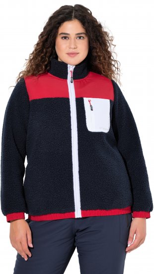 Ulla Popken Color Block Teddy Fleece Jacket Navy - Суичъри & cуичъри с качулка - 
