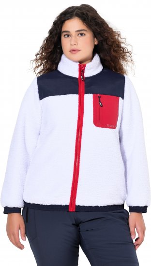Ulla Popken Color Block Teddy Fleece Jacket Snow White - Суичъри & cуичъри с качулка - 
