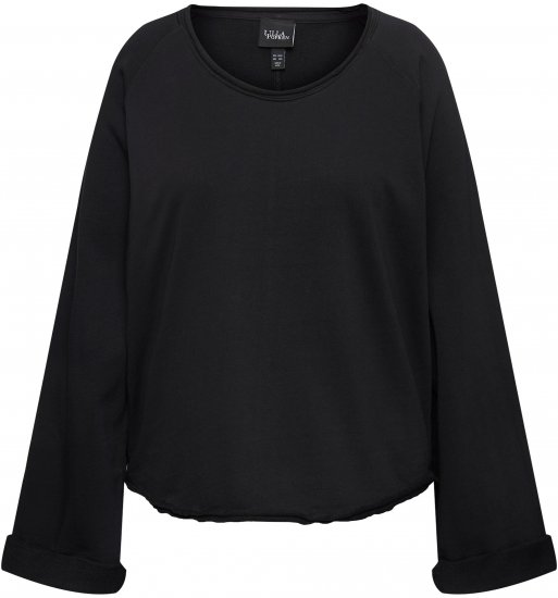 Ulla Popken Rolled Edge Long Sleeve Sweatshirt Black - Суичъри & cуичъри с качулка - 