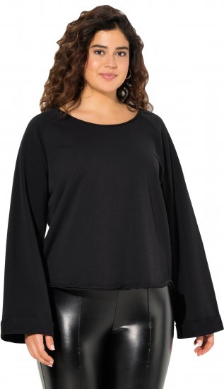 Ulla Popken Rolled Edge Long Sleeve Sweatshirt Black - Суичъри & cуичъри с качулка - 