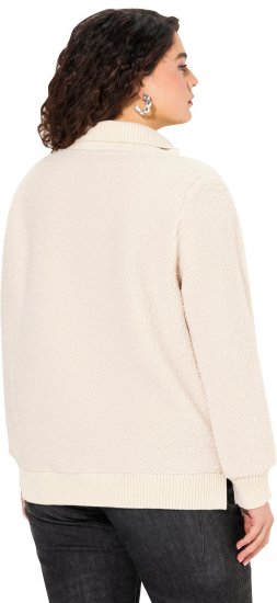 Ulla Popken Teddy Fleece Troyer Collar Sweatshirt Light Champagne - Суичъри & cуичъри с качулка - 