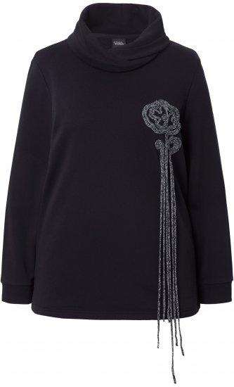 Ulla Popken Ribbon Detail Turtleneck Sweatshirt Black - Суичъри & cуичъри с качулка - 