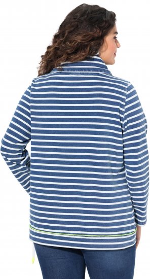 Ulla Popken Striped Turtleneck Neon Detail Sweatshirt Indigo Denim - Суичъри & cуичъри с качулка - 