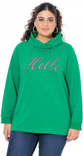 Ulla Popken HELLO Classic Fit Stand-Up Collar Sweatshirt Emerald Green - Суичъри & cуичъри с качулка - 