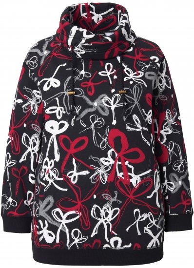 Ulla Popken Ribbon Print Turtleneck Sweatshirt Black - Суичъри & cуичъри с качулка - 