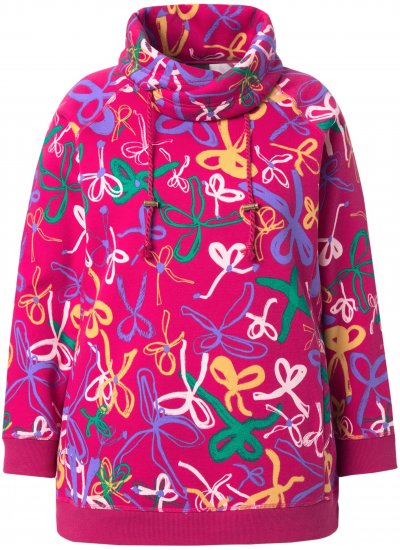 Ulla Popken Ribbon Print Turtleneck Sweatshirt Cherry Red - Суичъри & cуичъри с качулка - 