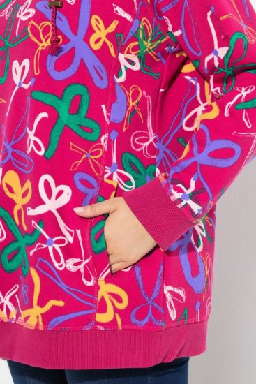 Ulla Popken Ribbon Print Turtleneck Sweatshirt Cherry Red - Суичъри & cуичъри с качулка - Уютни суитшърти, суичъри и плетива