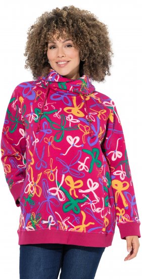 Ulla Popken Ribbon Print Turtleneck Sweatshirt Cherry Red - Суичъри & cуичъри с качулка - 
